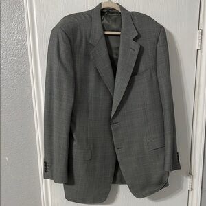 Men's Canali Italian blazer suit jacket with black and blue checkered